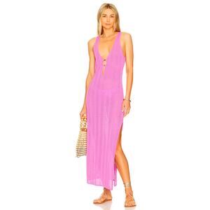 LSpace Tricia Maxi Knit Dress in Rosebud New with Tag Size L wit a Leg Slit